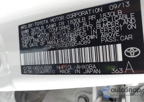 2013 Toyota Prius C Four from USA, damaged, VIN JTDKDTB35D1054089